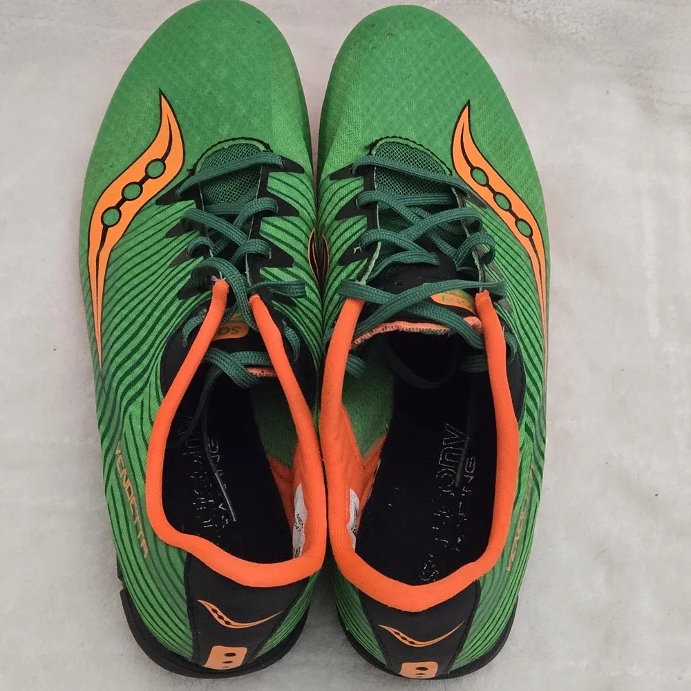 Saucony Racing Men's Size 9.5 Vendetta 2 Athletic Track Shoe Cleats Orange Mince